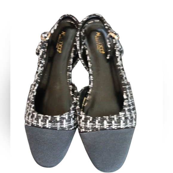 Aprcoco Black and White Tweed Sling Back Flats Suze 9.5 - Picture 2 of 10